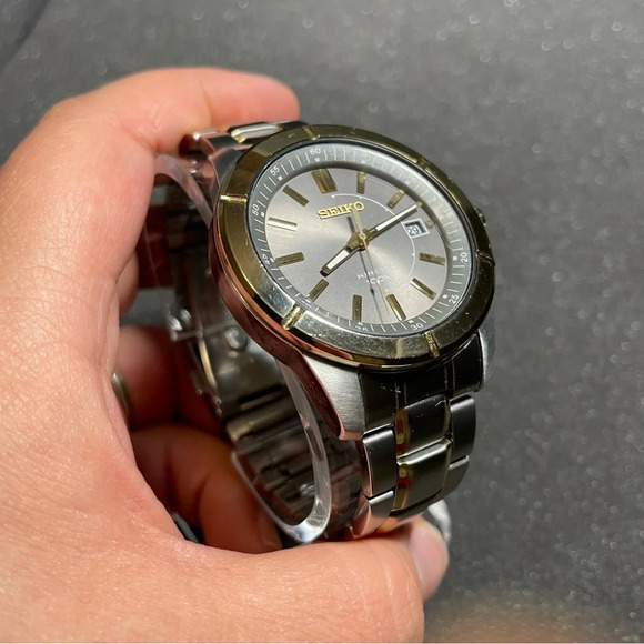Mens Seiko Kinetic Watch 5M62-0AD0 Water Resistant 100m New Capacitor Working - Picture 4 of 10